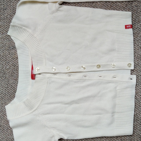 Esprit cropped cardigan in cream with embroidery, Small - Picture 2 of 6